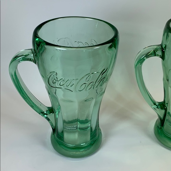 Libbey vintage Coca Cola Green Glass mugs heavy - Picture 2 of 8
